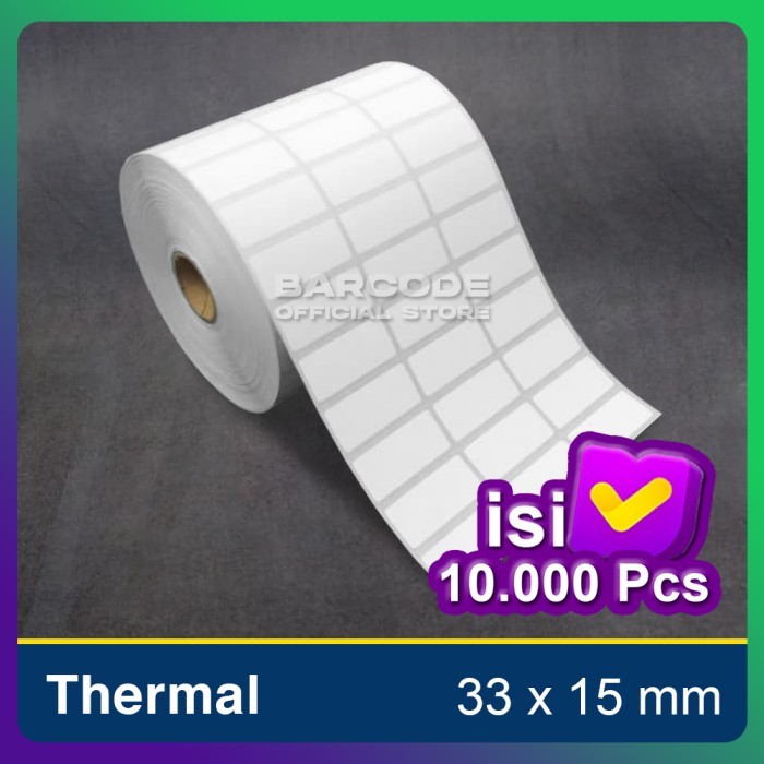 

LABEL BARCODE 33X15 MM 3 LINE STIKER THERMAL 33 X 15 MM CORE 1" INCH