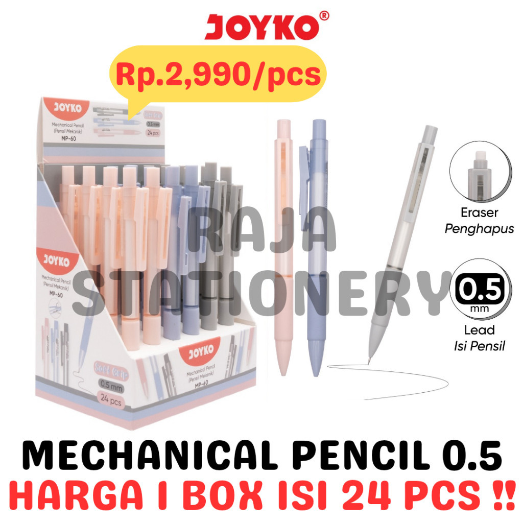 

JOYKO MECHANICAL PENCIL 0.5MM CLICKER PENSIL MEKANIK 0.5 JOYKO CETEK MP-60 BOX [24PCS] RAJA BIG BOX