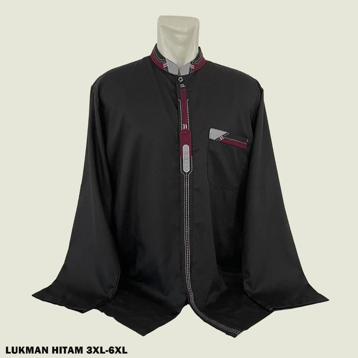LUKMAN Kemeja Koko Lengan Panjang Big Size BORDIR Elegan / Baju Koko JUMBO Pria Dewasa 2XL 3XL 4XL