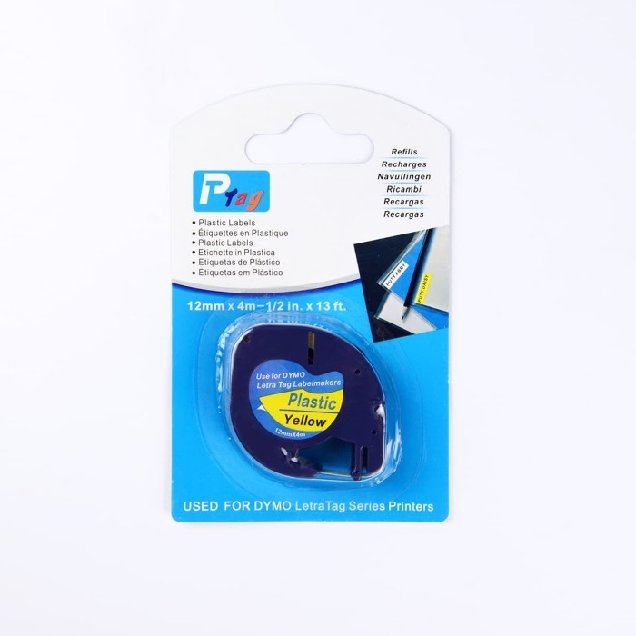 

DYMO LETRATAG LABEL TAPE YELLOW PLASTIC 12MM