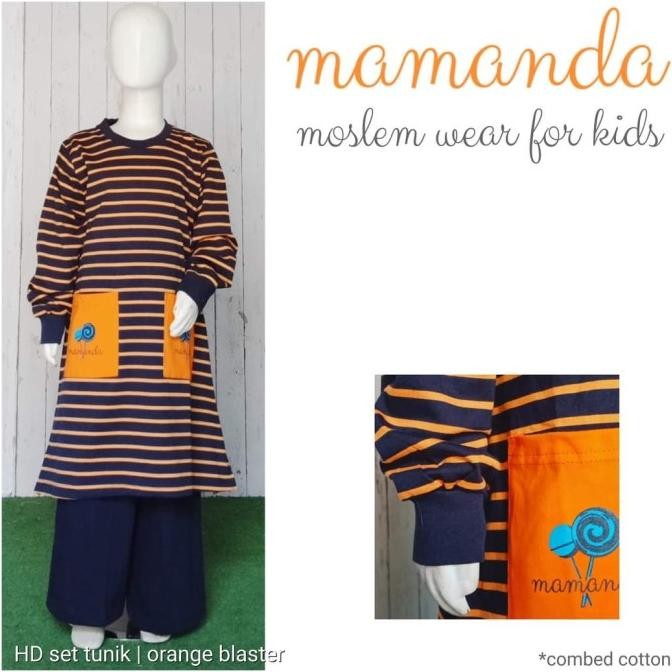 Terlaris Gamis Anak Baju Muslim Anak Perempuan 1-12Thn Lucu Tunik Mamanda Oren Stok Terbatas