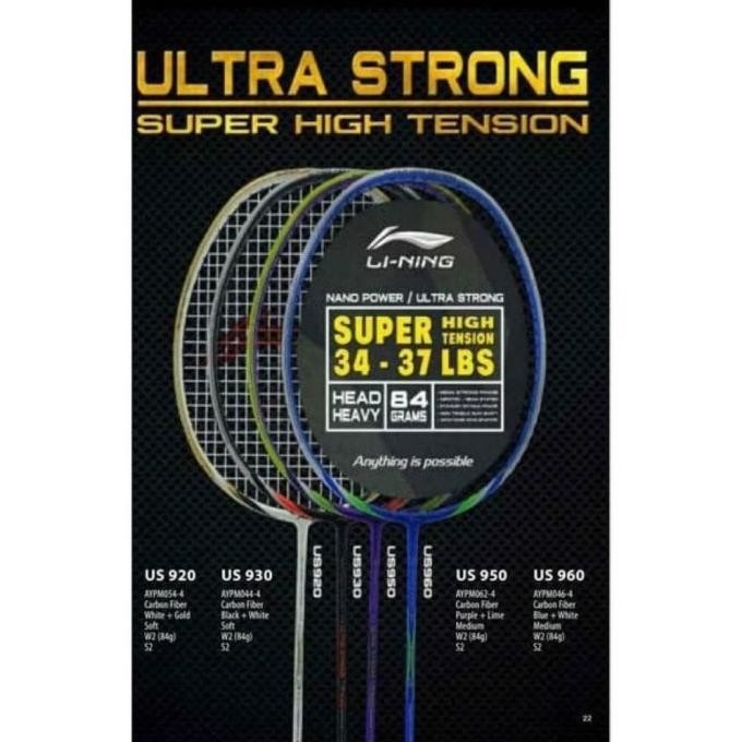 HARGA DISC - LINING ULTRA STRONG US US 920 930 950 968 RAKET BADMINTON ORIGINAL