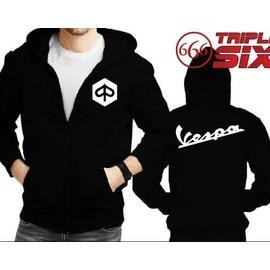 Jaket Hoodie Zipper - Vespa Piaggio - Black
