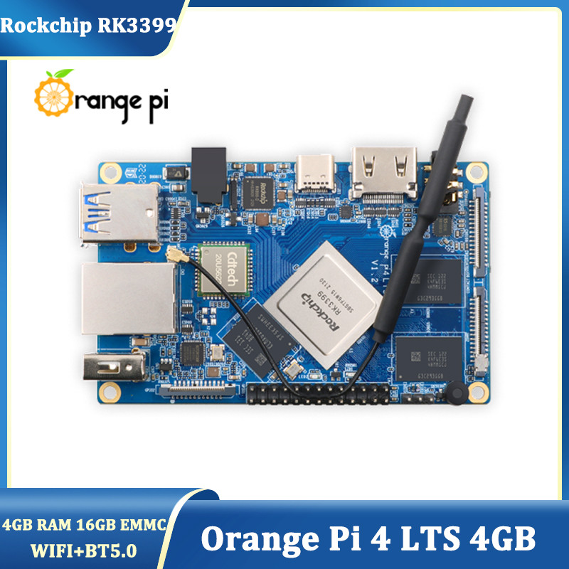 JETS Orange Pi 4 LTS 4GB LPDDR416GB EMMC Rockchip RK3399 Wifi+BT5.0 Gigabit Ethernet Run Android Ubu