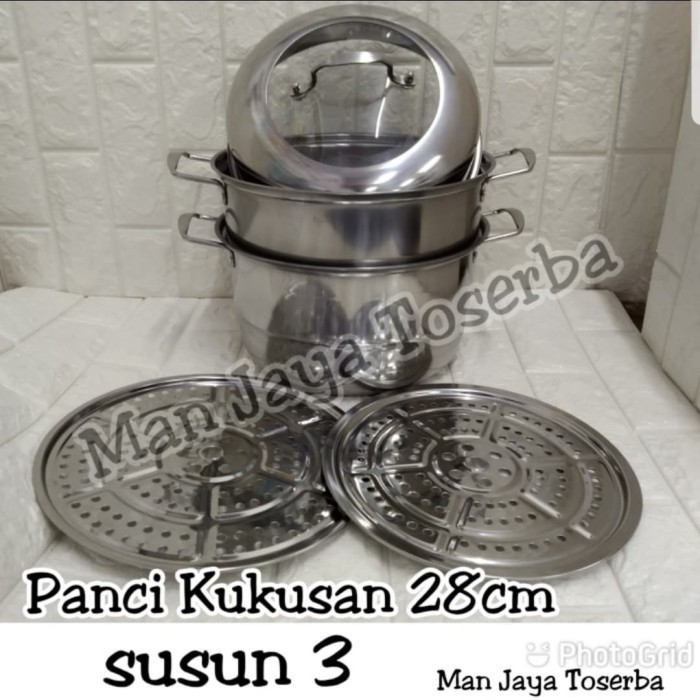 PROMO Panci kukusan 28 cm susun 3 Calypso / panci steamer serbaguna