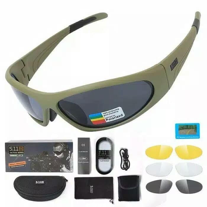 Kacamata 5.11 Tactical New Hijau Polarized 4 Lensa Asli Import