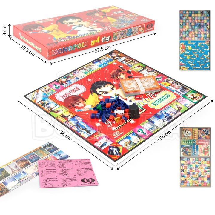 [Bonanza]Mainan Monopoli Internasional 5 In 1 Monopoli