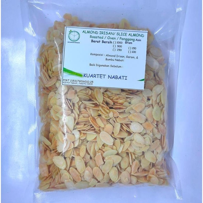 

terbaru !!! 1000gr roasted almond slice - almond irisan - oven - panggang - matang - vegan ready