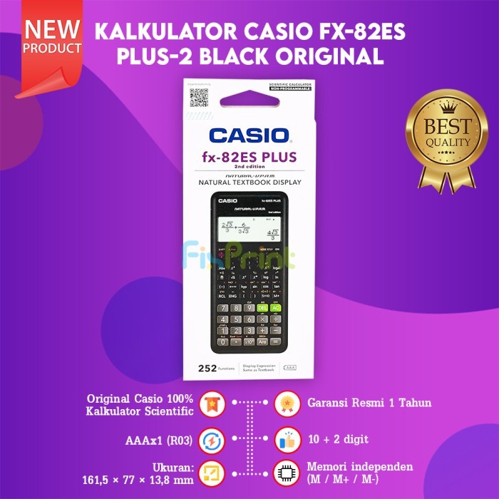 

Casio Fx-82Es Plus Calculator Scientific Kalkulator Ilmiah New Origina