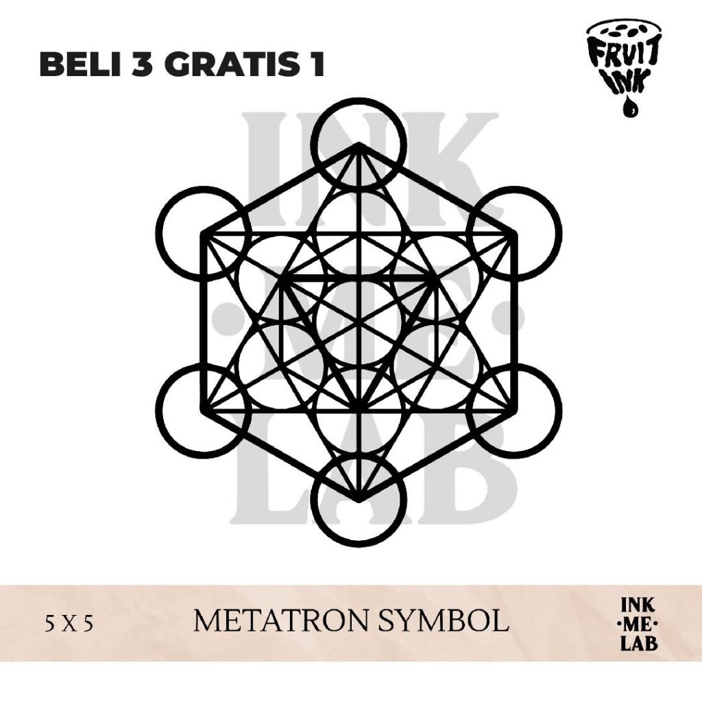 INKMELAB - METATRON SYMBOL Fruit Ink Temporary Tattoo 5X5CM - Tato Temporer Semi Permanen Tahan 3 Mi