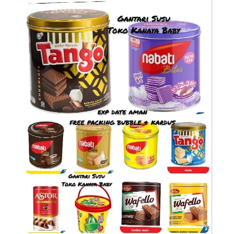 

Re27 Wafer Tango, Nabati wafer, Jelly inaco, Astor ,Nissin wafer, Wafello wafer (Promo Jajan Kalengan lebaran 2025) Hemat