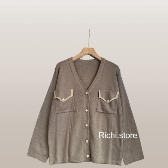 Marissa Cardigan Rajut Atasan Wanita V-Neck Knitwear Baju Panjang