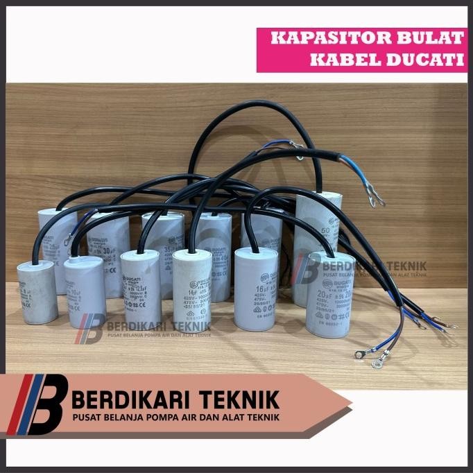 Buruan beli] Kapasitor Capasitor Pompa Air Satelit Sibel Submersible Ducati Bulat Kabel 8 10 12.5 14