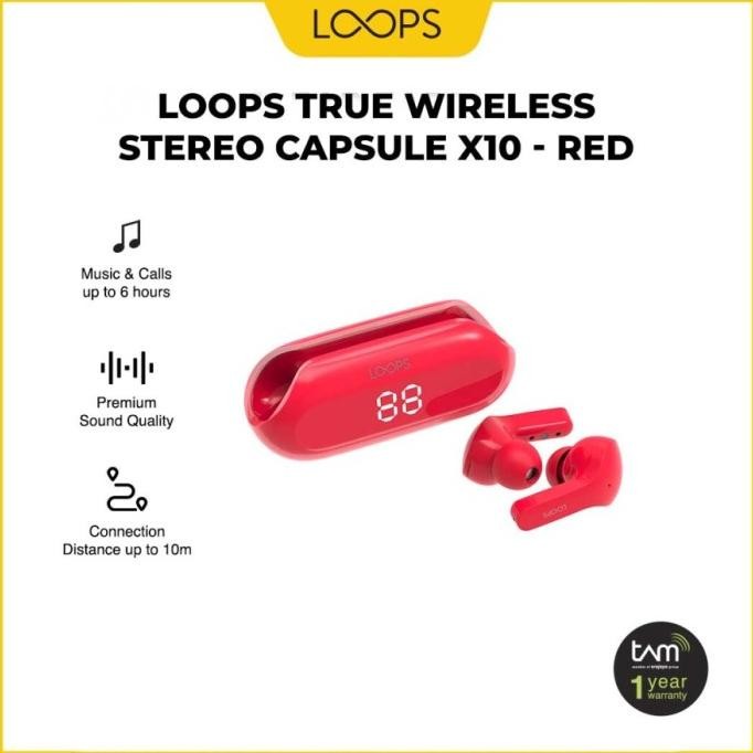Murah Loops Tws X10 Red Earphone Bluetooth