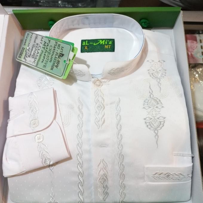 Sale Now Baju Koko Al-Mia Putih Mt Platinum Lengan Panjang Kancing Tangan Limited Edition