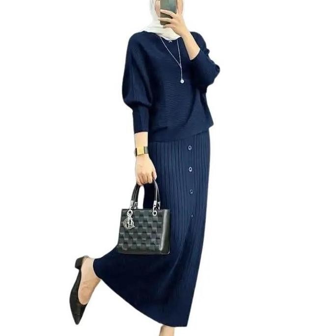 BEST SELLER SETELAN KNIT JUMBO BAHAN MANGO KNIT IMPORT LD 150 PJ BJ 80 ROK LP 120 PJ 95 APLIKASI KAN