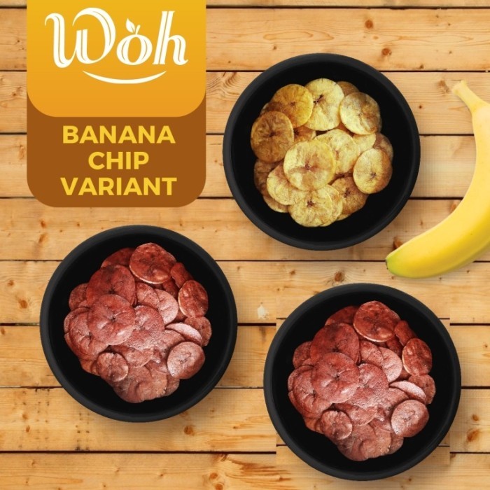 

BARANG TERLARIS Bundle 3pcs - Woh Banana Chips Honey 100g Keripik Pisang Madu Less Oil