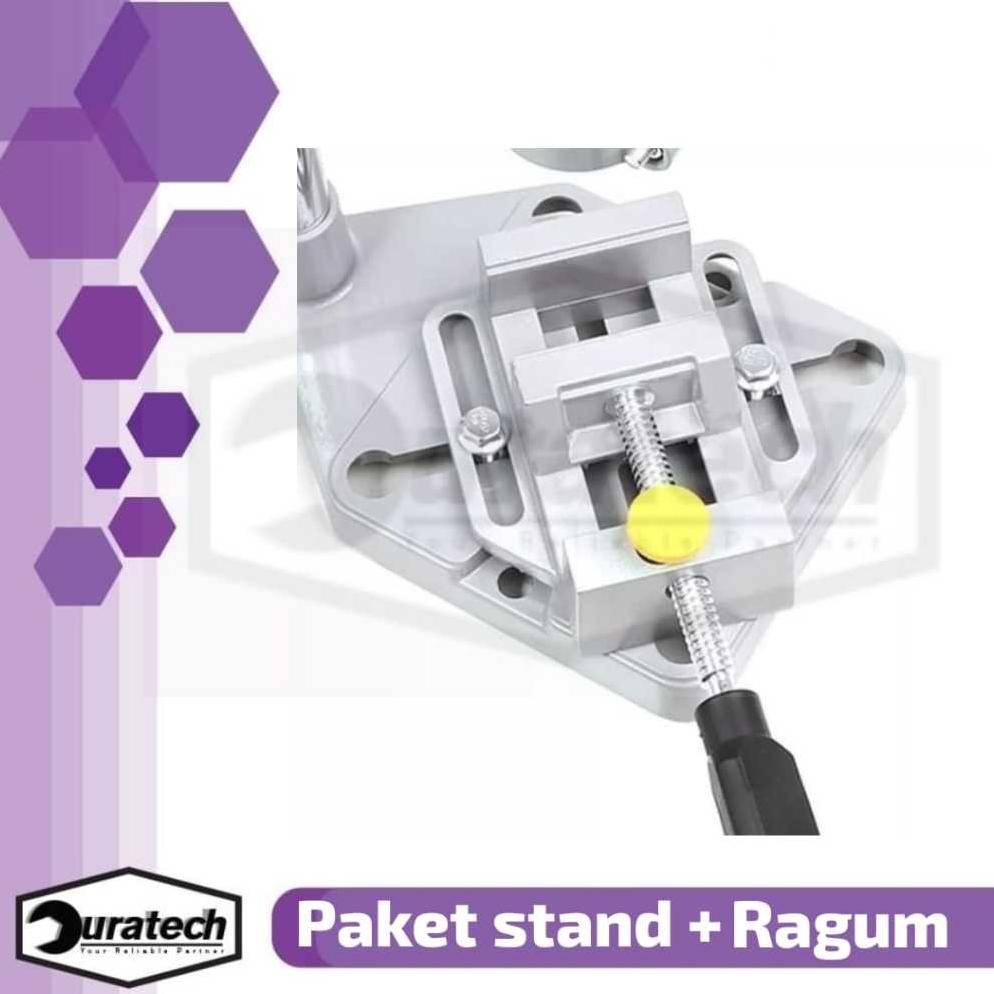 KLJ Paket stand drill mesin Bor tangan + drill press vice meja alat jepit / paket stand dudukan mesi
