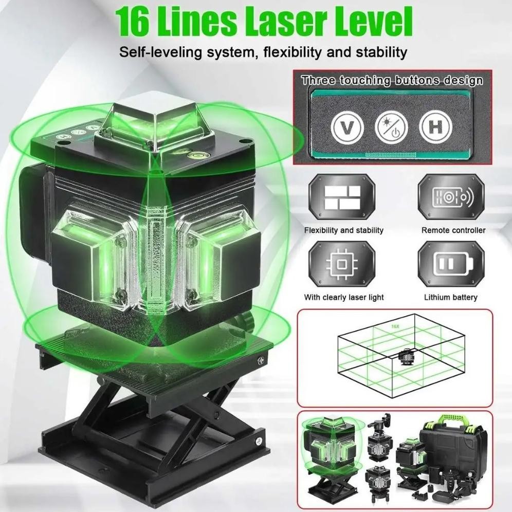 KLJ 4d 16 line waterpass laser bangunan level leser bangunan keramik timbangan alat tukang meter kra