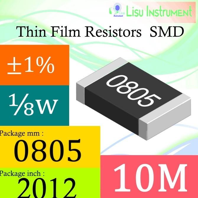 Murah (10) 10M 0805 1% Thick Film Resistors SMD Chip Resistor 1005 10M lisu992 Kualitas Baik
