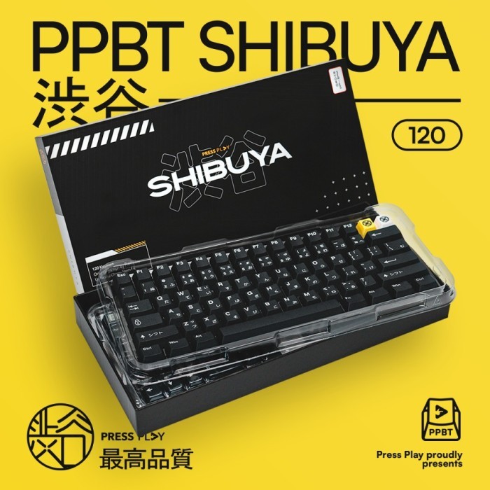TERBARU - Press Play Shibuya PBT Keycaps Japanese Root 120 Set Cherry Profile