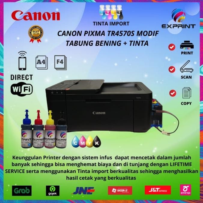 Printer Canon Pixma Tr4570S + Infus ( Print Scan Copy Fax Wifi) Premium