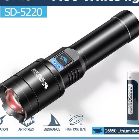 SENTER LED SMILING SHARK SD-5220 M80 - ZOOM DAN POWERBANK - TYPE C Terlaris