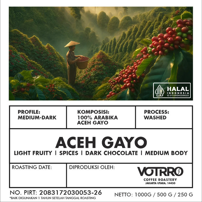 

Biji Kopi 100% Full Arabica Aceh Gayo Roasted Commercial - 200 G