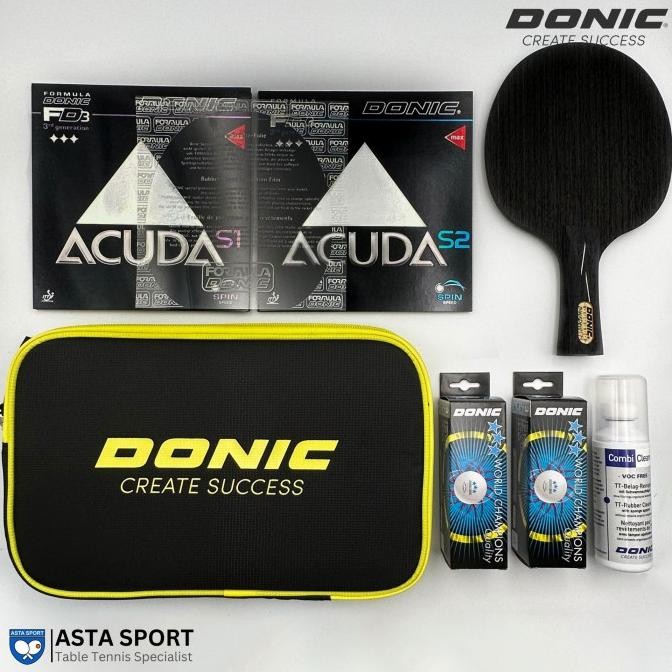 Bat Pingpong Donic Black Devil Lengkap Karet Donic Dan Aksesories Set