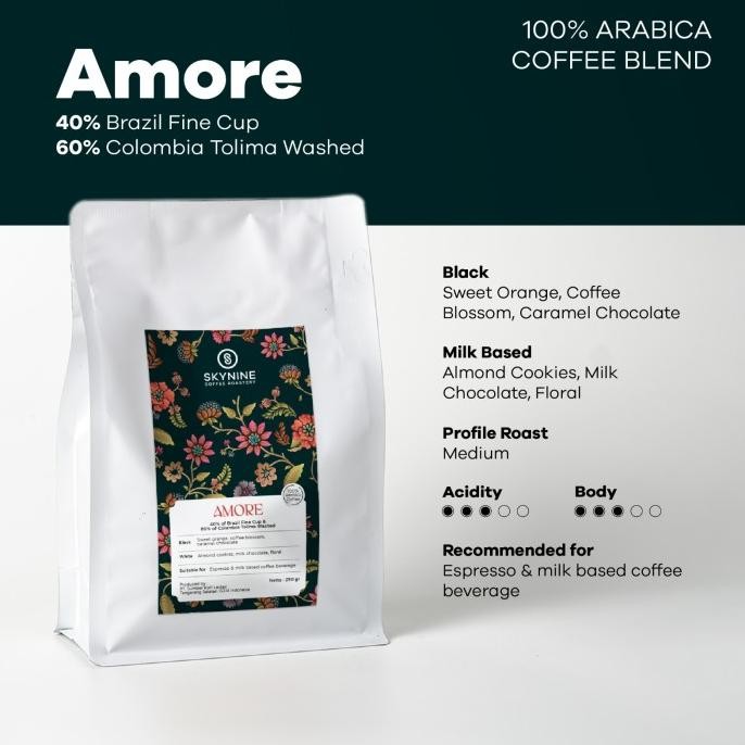 

AMORE ESPRESSO BLEND 100% BIJI KOPI ARABIKA SKY NINE 250GR