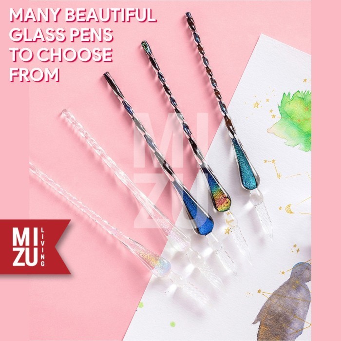 

BARANG TERLARIS MIZU PENNA VETRO XII GLASS DIP PEN CALLIGRAPHY 12 TINTA GLITTER INK