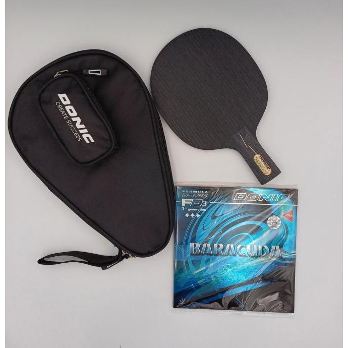 Bat Pingpong Donic Black Devil Penholder + Karet Donic Baracuda Set