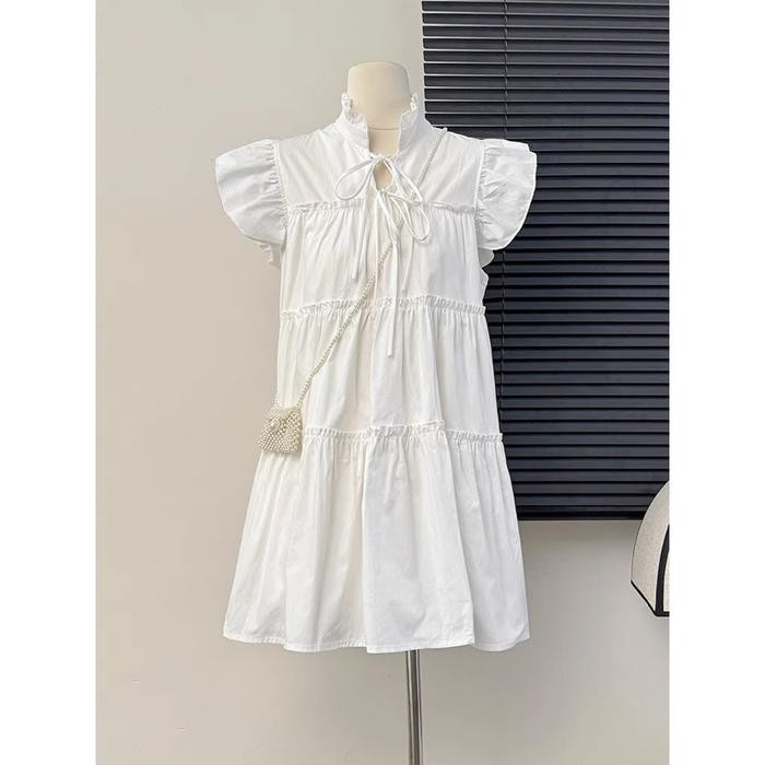Mini Dress Wanita Gaun Pendek Putih Casual Mx276