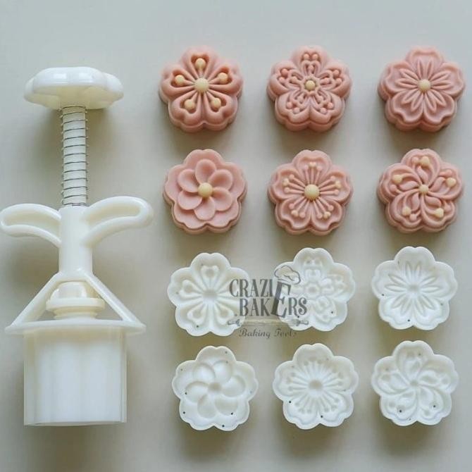 New Cetakan Kue Bulan Nastar Bunga Cherry Blossoms Mooncake Mold 25 G/50 G Terbaik