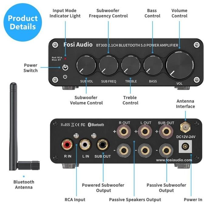 Grosir Fosi Audio Bt30D Pro Bt30 D Bt 30D Hi-Fi Bluetooth Receiver Amplifier