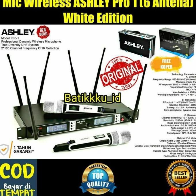Murah Mic Wireless Ashley Pro 1 Pro1 Original 2 Mic 6 Antena White Edition