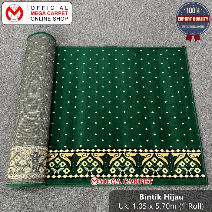 Sajadah Roll / Karpet Masjid / Karpet Mushola [Bintik Hijau]