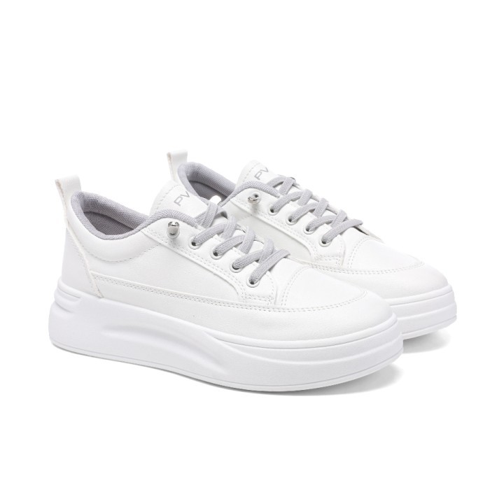 Sepatu Sneakers Kets Putih Hitam Wanita Sport Shoes Kasual Pvn Soodam