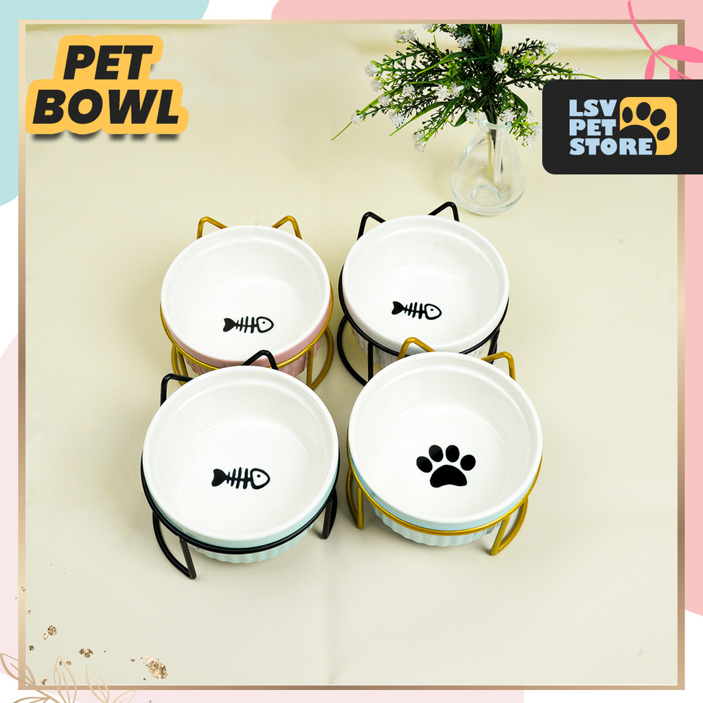 READY Mangkok Set Anabul Keramik Asli Premium Set Sinlge Holder Stainless Anabul Pet  Bowl Kucing An