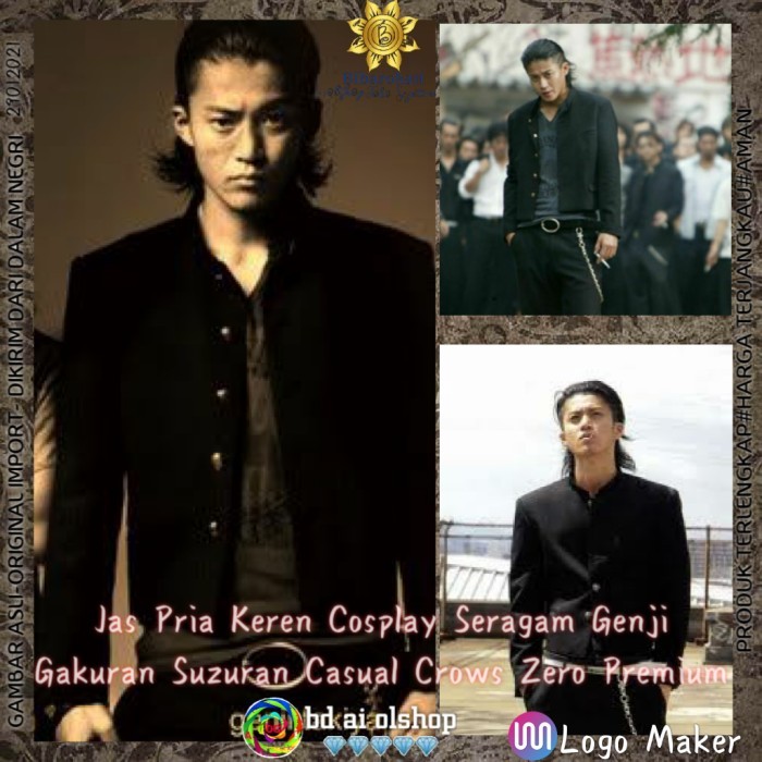 Jas Pria Cosplay Seragam Genji N Serizawa Gakuran Suzuran Crows Zero