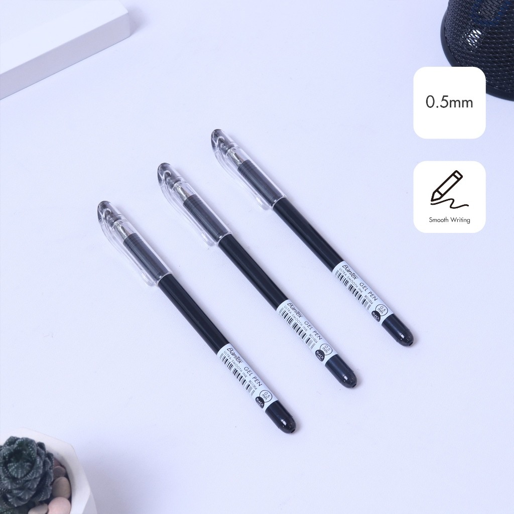 

[Terminal Stationery 01] Bantex Gel Pen Tinta Ultra-Smooth / Pena Pulpen 0.5 mm Satu Set BG1017