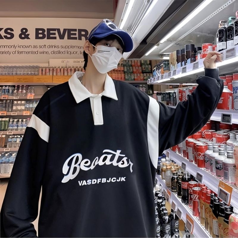 Epix Apparel Jaket Sweater Kerah Polo Collar GOOD VIBES BEOATSR Sablon Big Size Crewneck Mix Two Ton