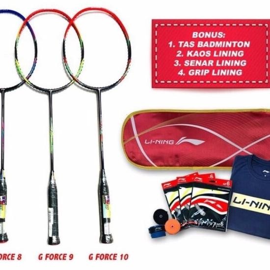 Raket Badminton Bulutangkis Li-Ning Linning G-FORCE 8 9 10 Free Tas Ka Terlaris