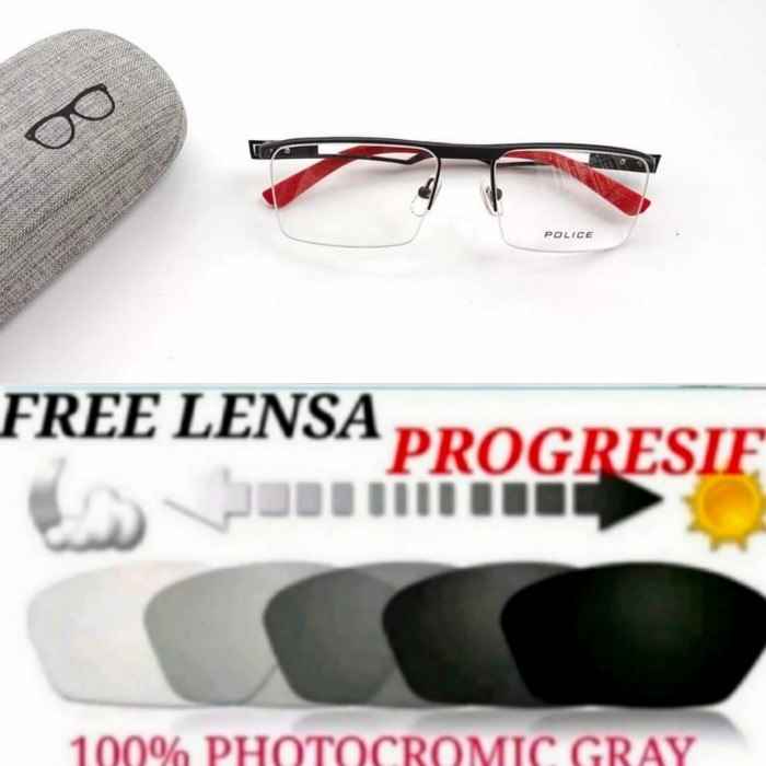 Kacamata Minus Pria/Lensa Progresif Photocromic/Hitam-Lensa Minus/Plus