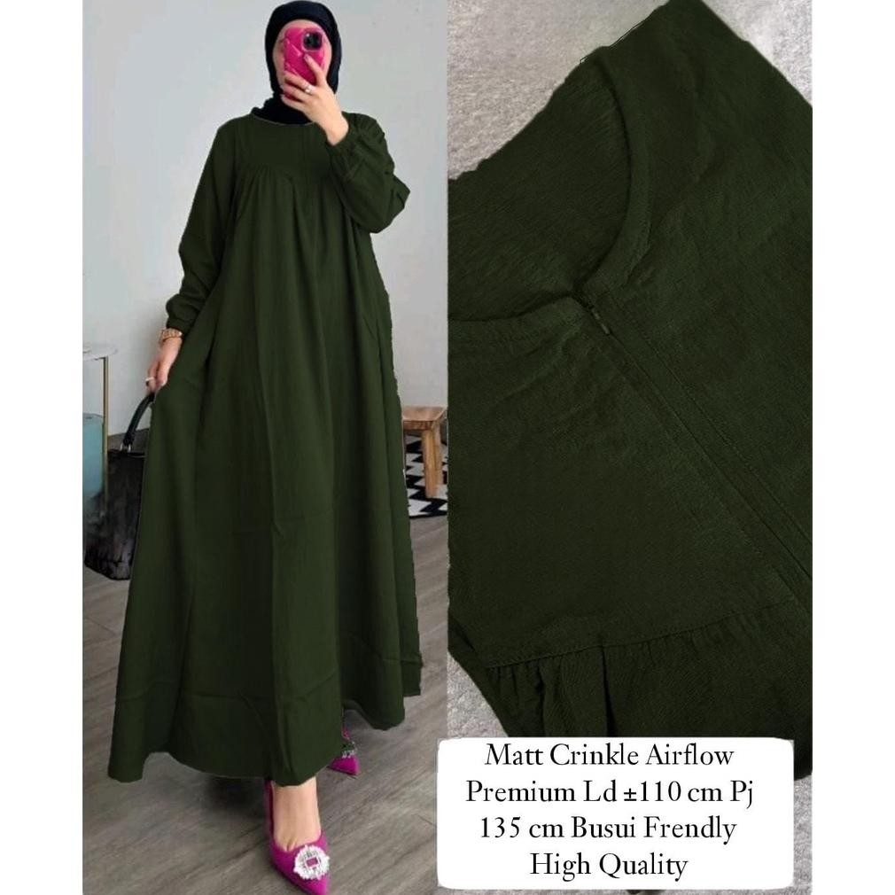 He13 NEW BAJU GAMIS POLOS MODEL SEKARANG - GAMIS BUSUI CRINKLE AIRFLOW PREMIUM - GAMIS MUSLIM DEWASA