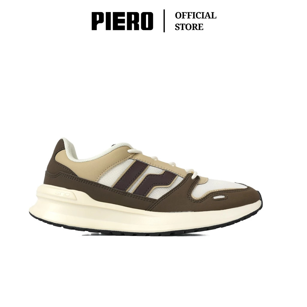 PIERO SEPATU SNEAKERS PRIA JOGGER 24 OLIVE OFF WHITE COFFEE PIE1000213