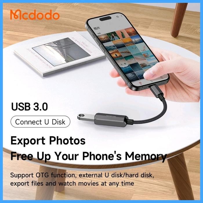 terbaru  mcdodo otg iphone lighting ke usb 3.0 dan charger flashdisk hardisk 2tb ready