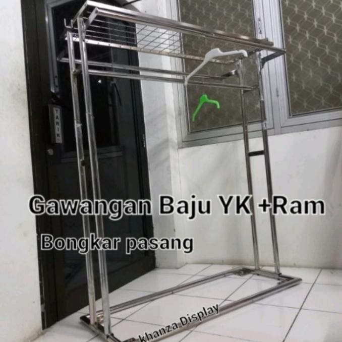 CO Gawangan Baju Gamis Yk + tatakan Ram panjang 120cm Stainless crom