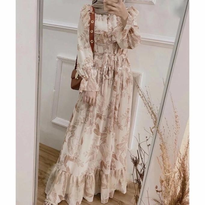 Big Sale Gamis Rayon Viscose Premium Busui Ld 100-110 Pj 130 - Miranda Cream Terbaik