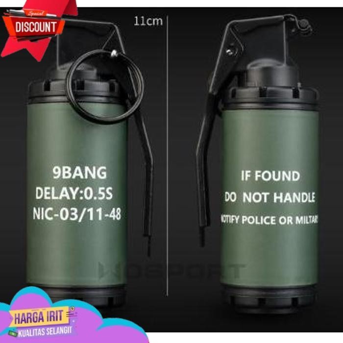 DISKON DUMMY SMOKE GRENADE WITH TRIGGER POUCH GRANAT TACTICAL BOM ASAP - HITAM